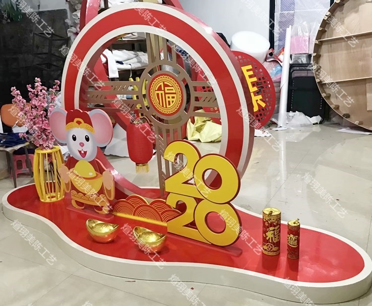 新场定制b美陈布置摆件装饰牛年dp点售楼部2021年4s店展厅堆头新