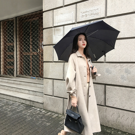 小鹿要飞 秋季气质赫本风森系毛呢外套女中长款羊毛过膝呢子大衣