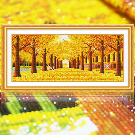 5D钻石画黄金满地满钻贴钻十字绣大幅砖石画2018新款客厅卧室招财