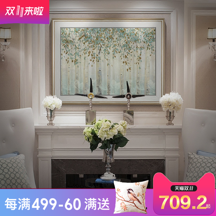 美式玄关装饰画实木客厅沙发背景墙入户餐厅挂画单幅轻奢简美风格