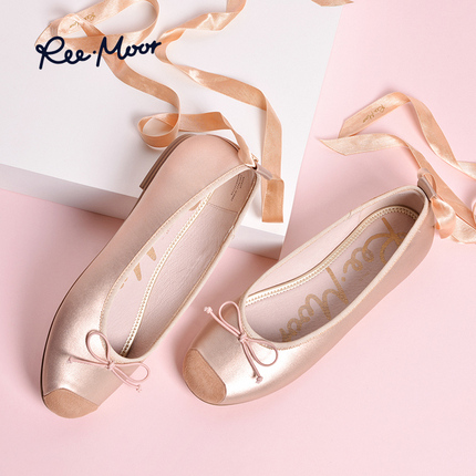 REEMOOR2018新款芭蕾舞鞋夏季单鞋女方头平底船鞋绑带女鞋子睿慕