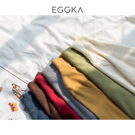 EGGKA半高领打底衫女秋冬内搭2019新款洋气时尚百搭修身针织毛衣