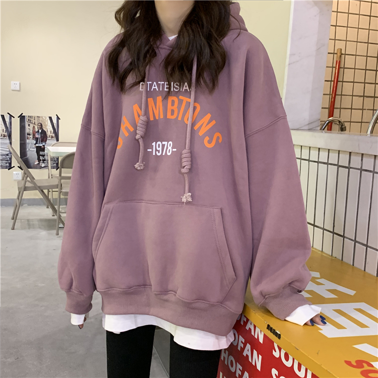 连帽加绒新款2021年卫衣女秋冬外套秋季女士宽松潮ins早秋上