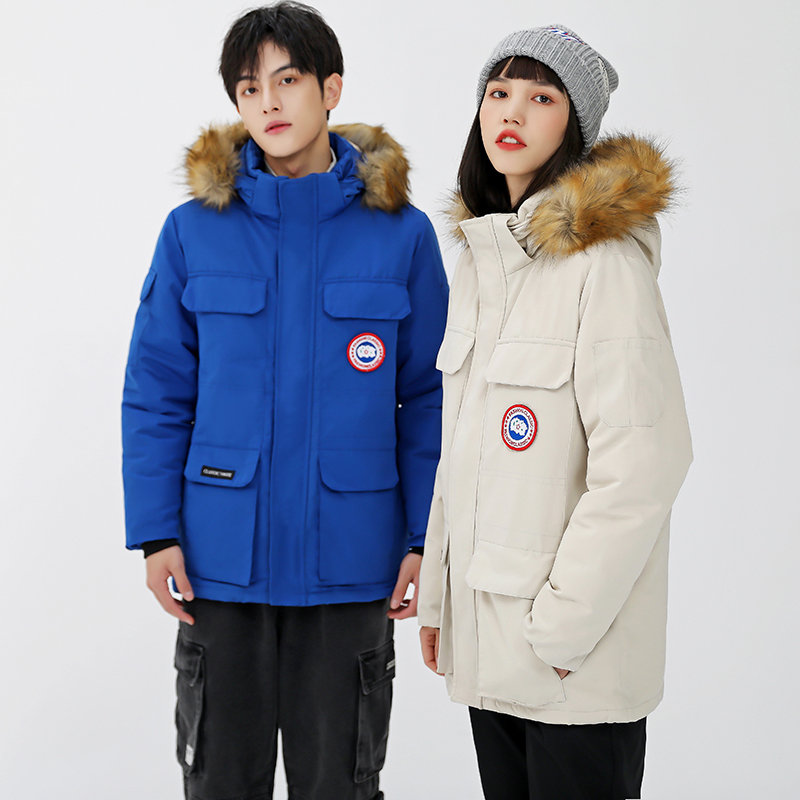 2021年冬季同款潮流男女外套服男短款加厚白鸭绒