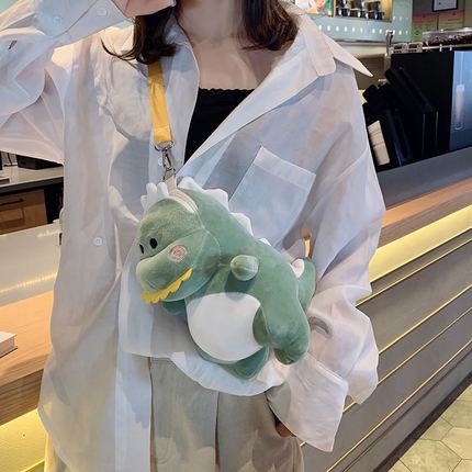 毛绒包包女2019新款日韩卡通萌少女小挎包可爱恐龙玩具背包斜挎包