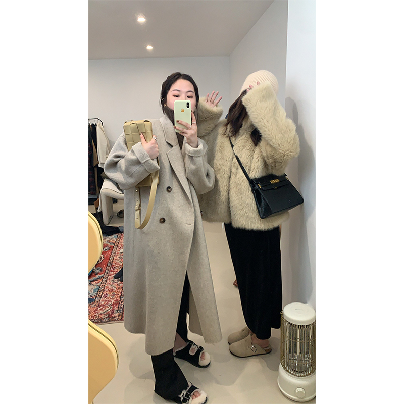 HEYGIRL黑哥 韩系博主款毛呢绵羊100%呢子大衣季双面羊毛