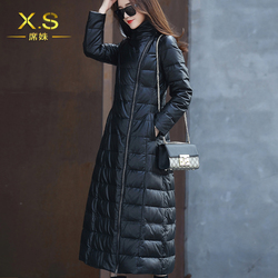 海宁2016新款皮衣绵羊皮女士长款修身过膝真