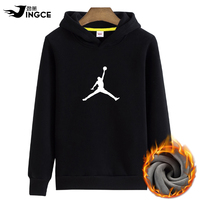 加绒连帽卫衣男黑色加大码鹿头加厚不倒绒外套