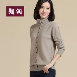 女士加厚貂绒衫羊绒衫冬中长款半高圆领毛衣编