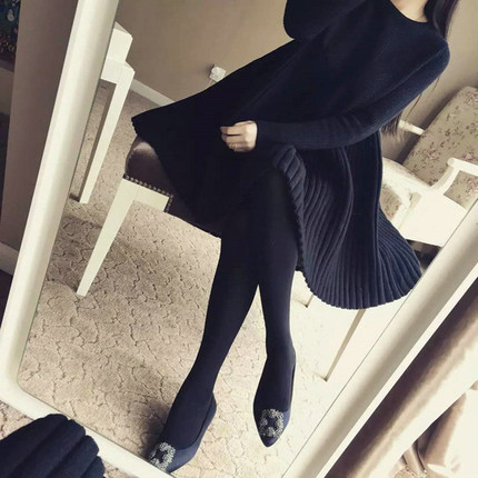 秋冬新款胖妹妹加大码女装毛衣打底衫女长袖上衣中长款针织连衣裙