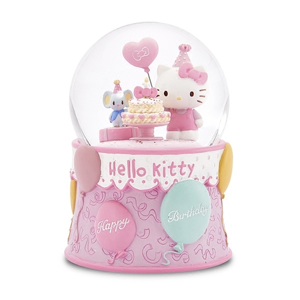JARLLkitty生日快乐水晶球女生儿童音乐盒八音盒生日圣诞礼物雪花