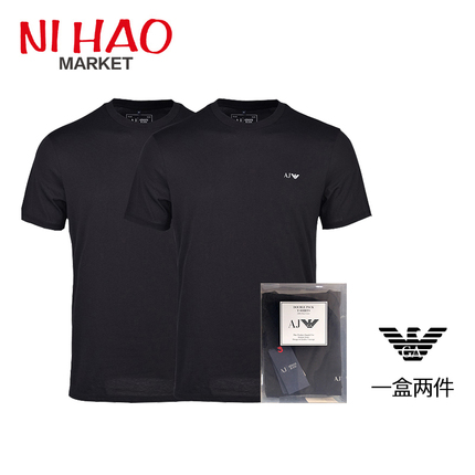 Armani阿玛尼男士夏季纯棉圆领T恤短上衣【两件装】舒适轻薄款