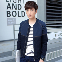 2016秋装针织夹克男薄款青年纯色外套韩版潮