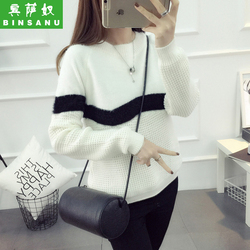 少女学院风秋冬韩版马海毛宽松毛衣女套头初中