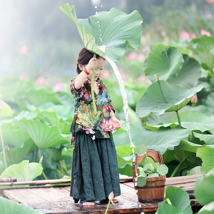 童装2018新款女童汉服夏套装女儿童拍照服装中国风古装宝宝唐装