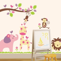 卡通身高贴墙贴画可爱长颈鹿宝宝量身高贴纸幼