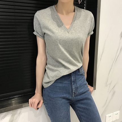 JOC经典 光泽感高级双丝光 lessismore极简精致V领T恤 自留4色