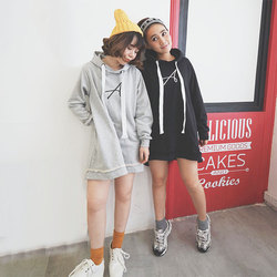 iFashion原创秋冬圆领卫衣中长裙百褶拼接雪纺