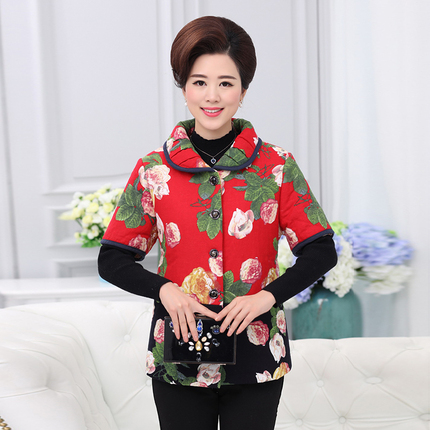 【天天特价】中老年女装棉衣外套秋冬妈妈装马甲中年半袖唐装坎肩