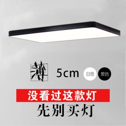 北欧简约LED吸顶灯长方形 超薄客厅灯卧室灯现代书房餐厅灯具黑白