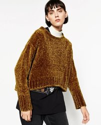 国内现货西班牙购ZARA女士雪尼尔绒金属毛衣