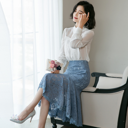 雪纺连衣裙女夏季2018新款中长款时尚套装气质鱼尾裙子春季两件套