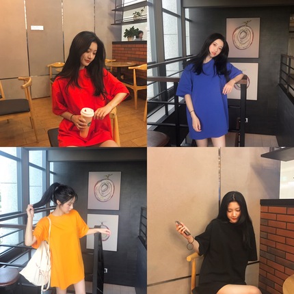 夏装2018新款下衣失踪t恤女短袖中长款宽松韩版社会上衣打底衫