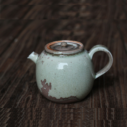 景德镇粗陶日式茶壶窑变手工功夫茶具球孔茶壶侧把茶壶提梁壶