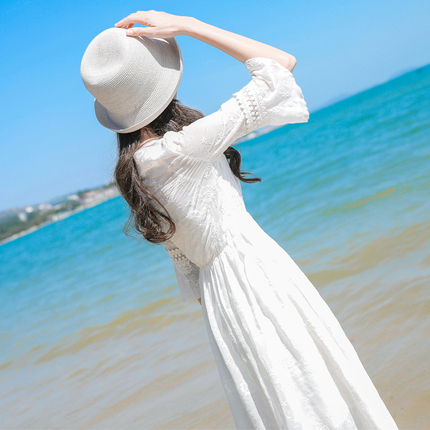 超仙雪纺连衣裙女夏2018新款ins超火小心机显瘦小清新冷淡风裙子