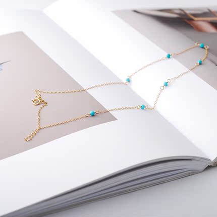 Jewelry匠人 <原矿>高蓝高瓷绿松石14K包金 项链 锁骨链