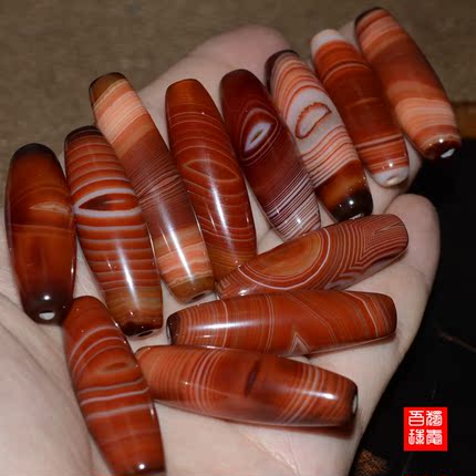 天然老玛瑙勒子天眼缠丝天珠桶珠吊坠手链配件散珠颗颗有眼红眼