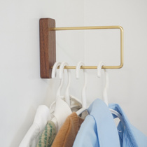Cabinet clothes containing rack solid wood brass free to punch clothes hanger bedroom wall-mounted wardrobe rack overnight hanger