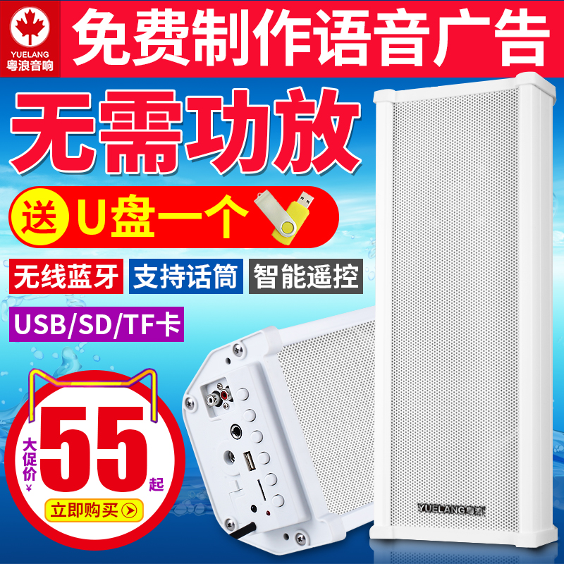 粤浪 H502有源蓝牙防水音柱户外室外室内壁挂式U盘音箱店铺餐厅商场超市门头挂墙广告优盘音响无线广播喇叭 - 封面