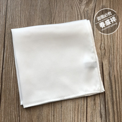 小巧精致真丝手帕 素绉缎纯色米白色水拓画扎染方巾DIY手绘涂鸦 - 封面