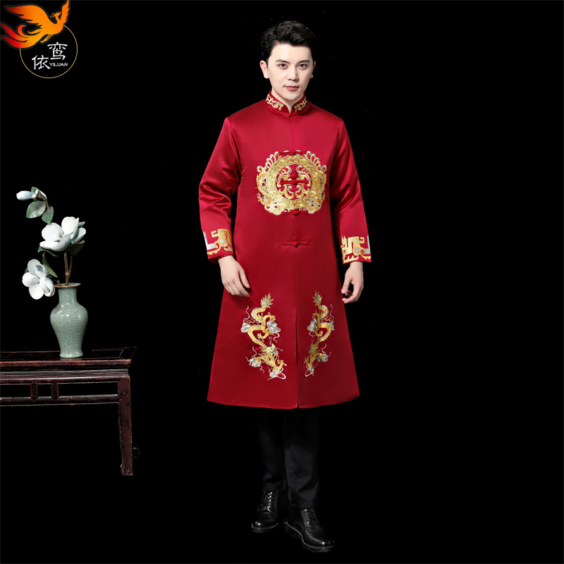 男士秀禾服2021新款中式新郎结婚龙凤褂古装敬酒服中国风秀和服春 - 封面