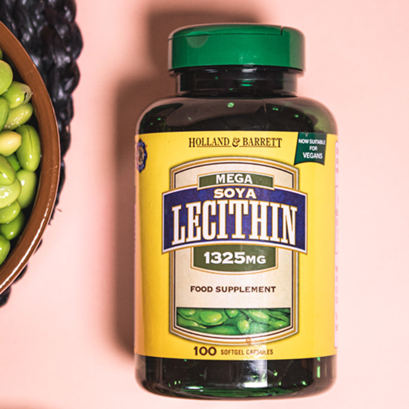 英国hb荷柏瑞holland&barrett大豆卵磷脂胶囊1325mg100粒