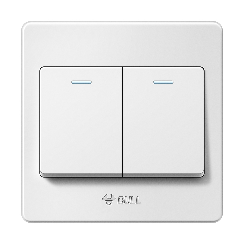 公牛双开双控二开两开2开双联开关面板86型双刀双掷墙壁电源家用