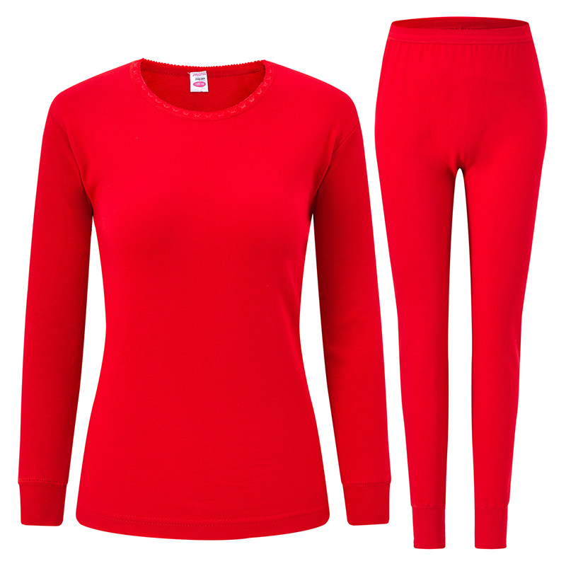 中老年人本命年保暖内衣套装纯棉毛衫大红色男女爸爸妈妈秋衣秋裤