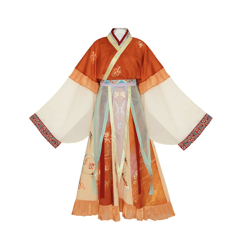 【流烟昔泠-瑶台镜】原创正品魏晋制半臂大襟襦裙交窬裙汉服女春