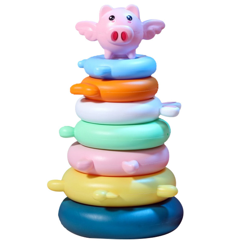 婴幼儿童叠叠乐益智早教玩具彩虹塔套圈宝宝提高动手能力0-3一岁