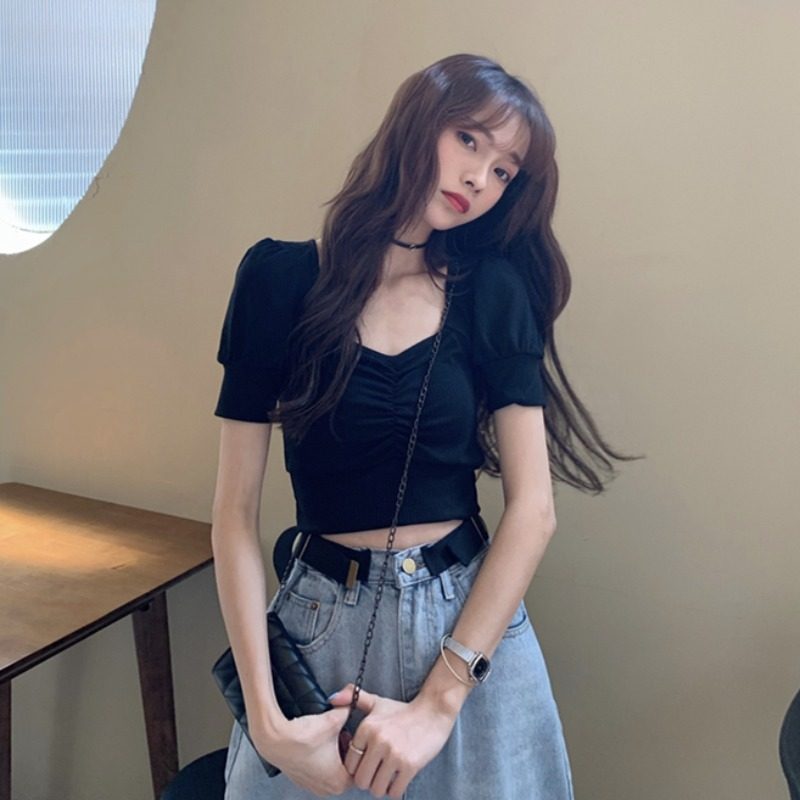 方领短袖恤女夏季韩版修身洋气显瘦百搭收腰心机设计感小众上衣在类目 居家日用, 毛巾/浴巾/浴袍, 浴裙/浴袍/浴衣中 - 来自Buy2taobao.com提供专业的淘宝代购服务