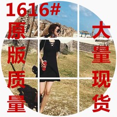 连衣裙女春2018新款港味裙子 韩版黑色短裙V领显瘦性感小黑裙心机