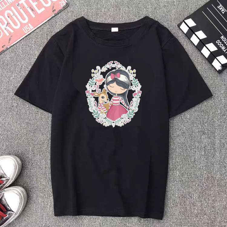 花朵图案diy女装t恤贴纸烫画女孩热d转印柯式胶印贴衣服熨烫贴202