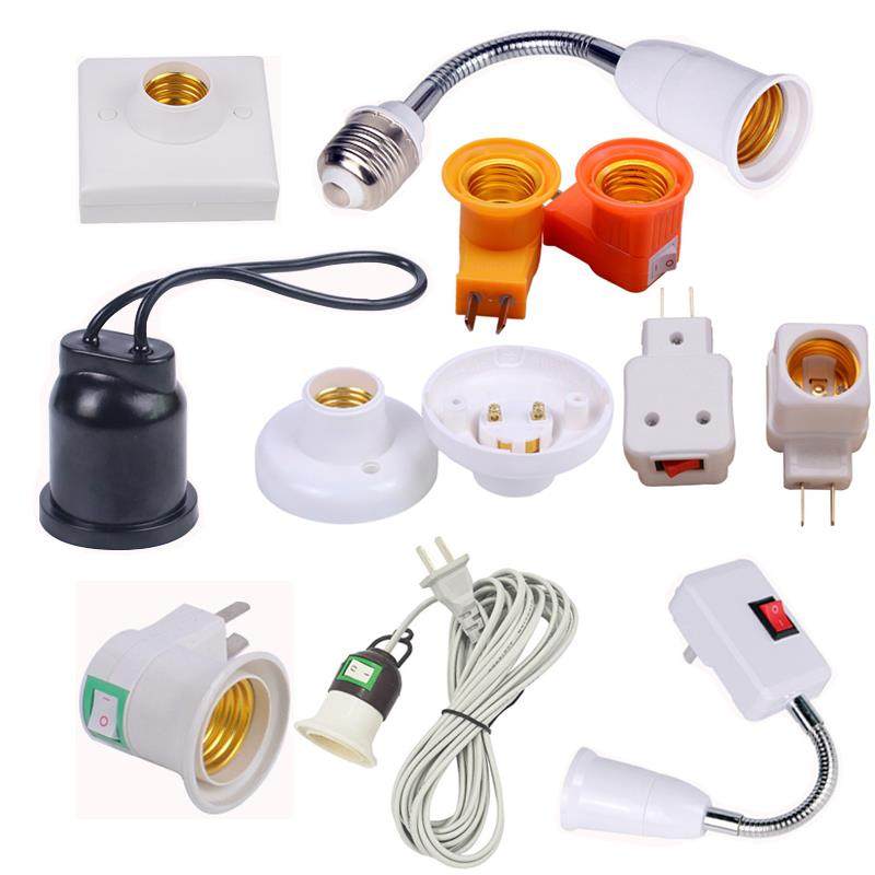 延长灯头开关e27螺口灯座简易墙壁插座m防水家用万向灯座插头