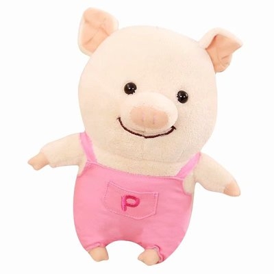 日系可爱p小猪毛绒玩具公仔 背带穿衣l小猪仔儿童玩偶礼物.