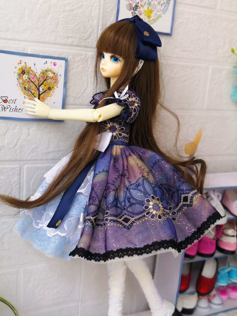 一折bjd4分娃衣女_1/4分bjd娃衣星空少女洛丽塔洋装裙子45厘米娃娃衣