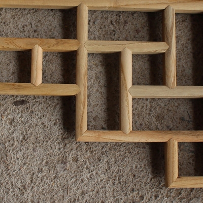 东阳木雕中式实木角花格窗图片