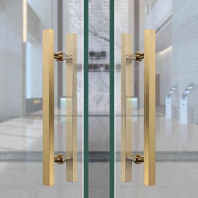 新品大门不锈钢方管玻璃门玫瑰金黑钛金木门把手推u拉黑色拉手扶