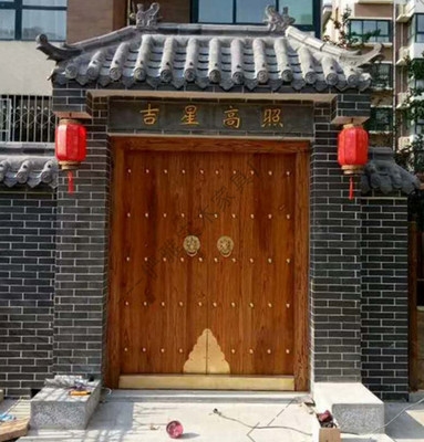家用新古木门中式大门实木农村别墅开门双开老式门进庭院门