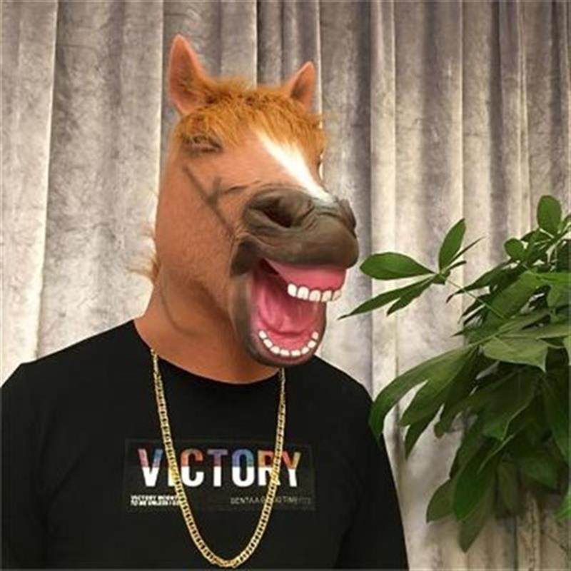 马头套恶搞面g具头饰道具马男波d杰克动漫万圣节舞会表演新款